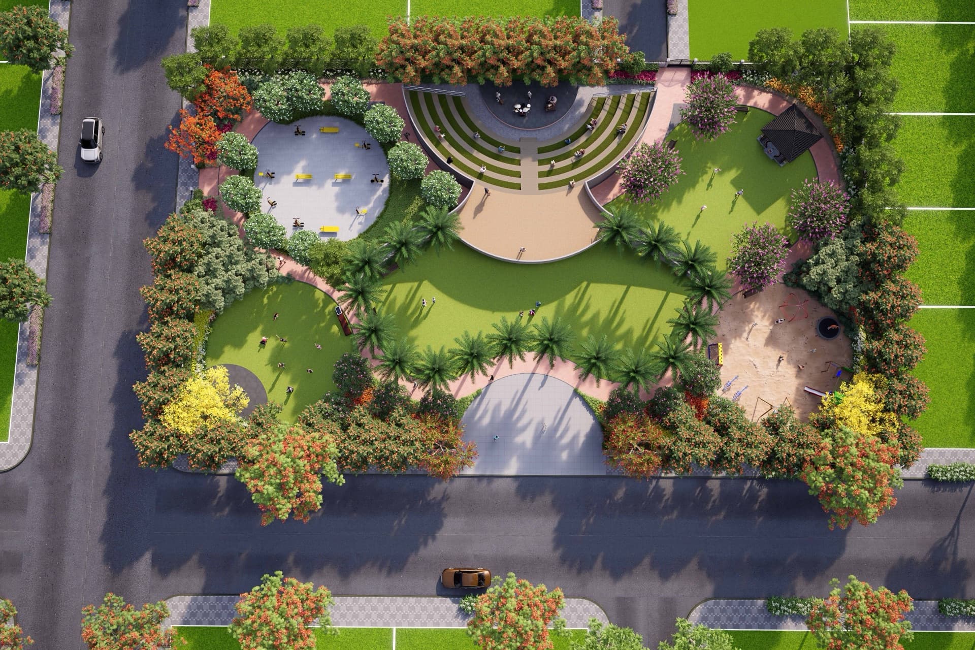 Central landscaped park